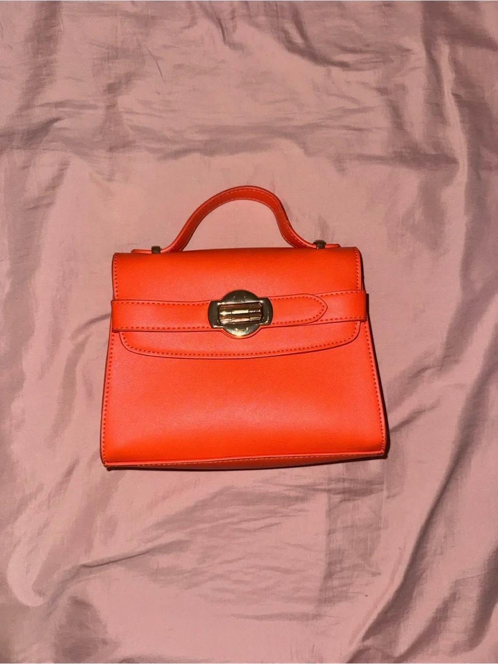 Structured Top-Handle Women's Bag in Bright Orange